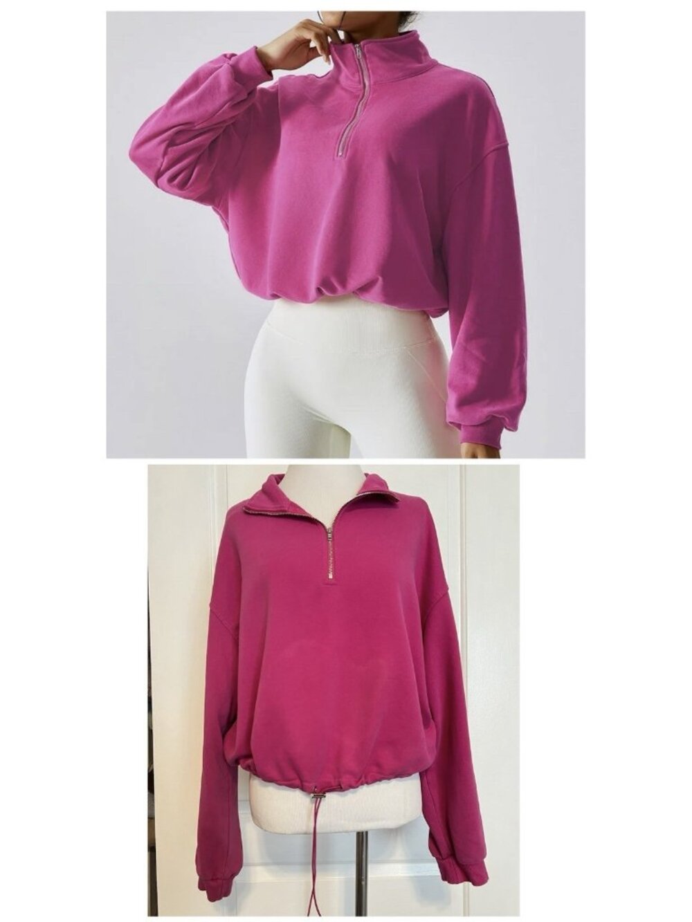 Los Angeles Boutique Pink 1/2 Zip Casual Athleisure Pullover Sweatshirt Top M